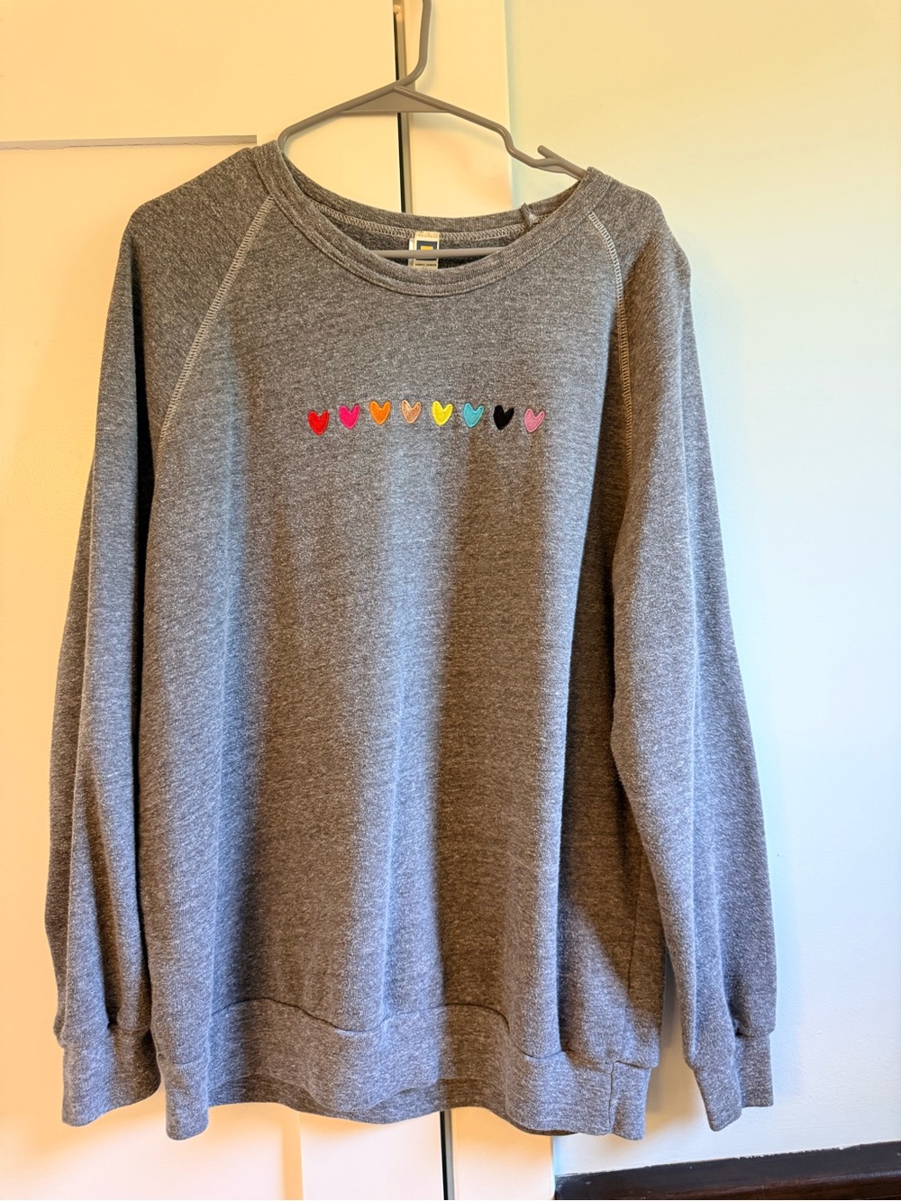 Human Rights Campaign Gray Women's Sweatshirt with PRIDE Heart Embroidery—
